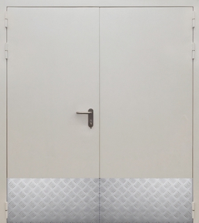 Металлическая двупольная противопожарная дверь с алюминиевыми отбойниками (окрас по RAL) Металлическая двупольная противопожарная дверь с алюминиевыми отбойниками (окрас по RAL)