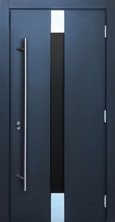 Металлическая дверь с терморазрывом, узким стеклом и длинной ручкой-рейлингом (МДФ RAL) Металлическая дверь с терморазрывом, узким стеклом и длинной ручкой-рейлингом (МДФ RAL)