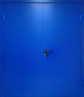 Двупольная противопожарная дверь EI-60 (синий цвет по RAL) Двупольная противопожарная дверь EI-60 (синий цвет по RAL)