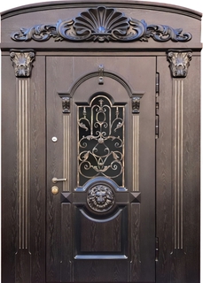 Парадная коттеджная входная группа «термо» со стеклом, ковкой и верхней вставкой (панели МДФ с объемной резьбой) Парадная коттеджная входная группа «термо» со стеклом, ковкой и верхней вставкой (панели МДФ с объемной резьбой)