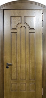 Металлическая термодверь с арочной вставкой (отделка МДФ шпон)