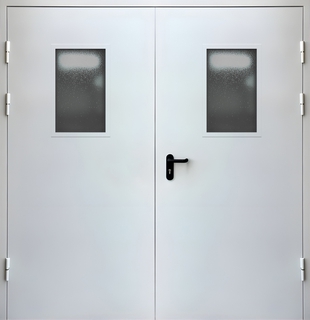 Остекленная стальная двупольная противопожарная дверь (предел EI-60) Остекленная стальная двупольная противопожарная дверь (предел EI-60)