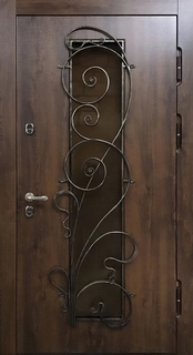 Остекленная металлическая термодверь с накладной решеткой (МДФ) Остекленная металлическая термодверь с накладной решеткой (МДФ)