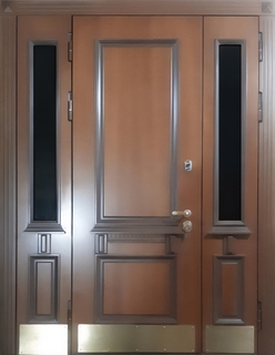 Полуторная термодверь со стеклами по бокам и отбойниками (МДФ) Полуторная термодверь со стеклами по бокам и отбойниками (МДФ)