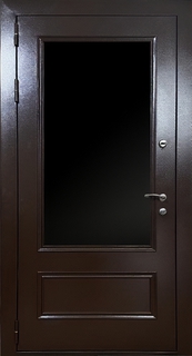 Стальная термодверь с большим остеклением и порошковым покрытием
