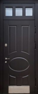Входная дверь с терморазрывом, остекленной фрамугой и отбойником (МДФ RAL черный цвет) Входная дверь с терморазрывом, остекленной фрамугой и отбойником (МДФ RAL черный цвет)