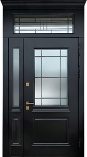 Входная дверь «термо» с остеклением и неподвижными вставками (отделка МДФ RAL – черный цвет) Входная дверь «термо» с остеклением и неподвижными вставками (отделка МДФ RAL – черный цвет)