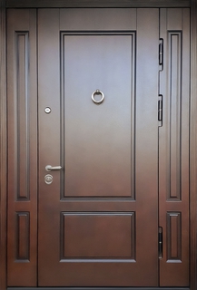 Входная термодверь с боковыми вставками и кнокером (отделка МДФ) Входная термодверь с боковыми вставками и кнокером (отделка МДФ)