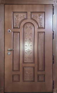 Широкая входная термодверь с фрезерованными плитами МДФ Широкая входная термодверь с фрезерованными плитами МДФ